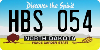 ND license plate HBS054