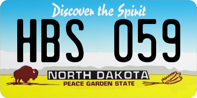 ND license plate HBS059