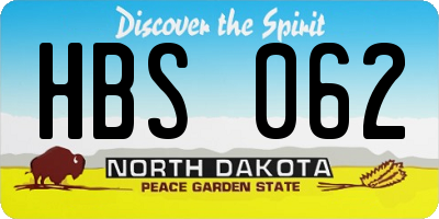 ND license plate HBS062