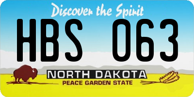 ND license plate HBS063