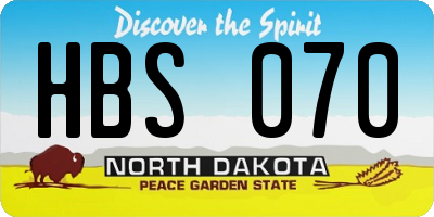 ND license plate HBS070