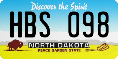ND license plate HBS098