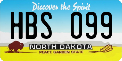 ND license plate HBS099