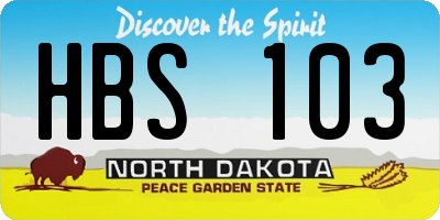 ND license plate HBS103