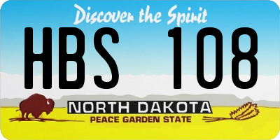 ND license plate HBS108