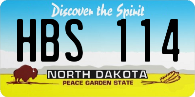 ND license plate HBS114