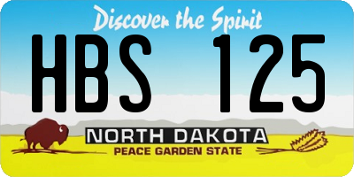 ND license plate HBS125