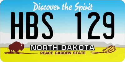 ND license plate HBS129