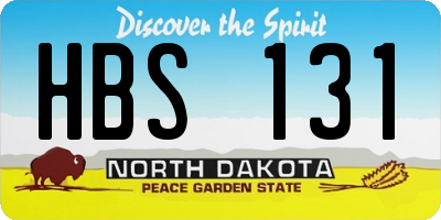 ND license plate HBS131