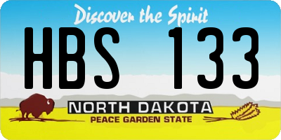 ND license plate HBS133