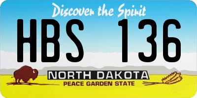 ND license plate HBS136