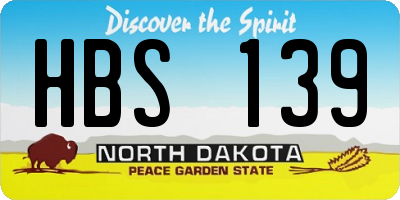 ND license plate HBS139