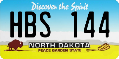 ND license plate HBS144