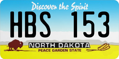 ND license plate HBS153