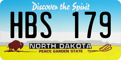 ND license plate HBS179