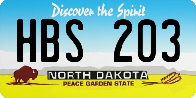 ND license plate HBS203