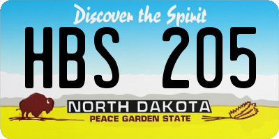 ND license plate HBS205
