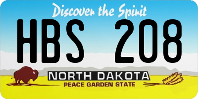 ND license plate HBS208