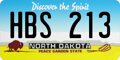 ND license plate HBS213