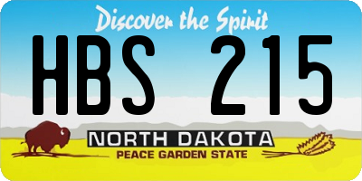 ND license plate HBS215