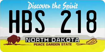 ND license plate HBS218