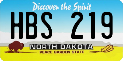 ND license plate HBS219
