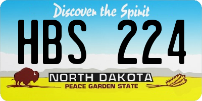 ND license plate HBS224