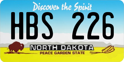 ND license plate HBS226