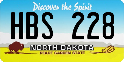 ND license plate HBS228