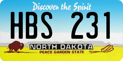ND license plate HBS231