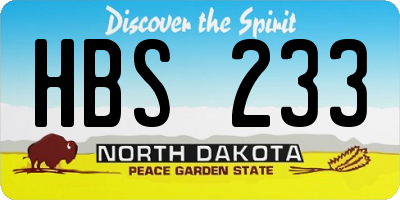 ND license plate HBS233