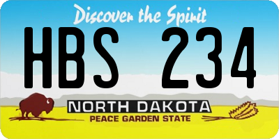 ND license plate HBS234