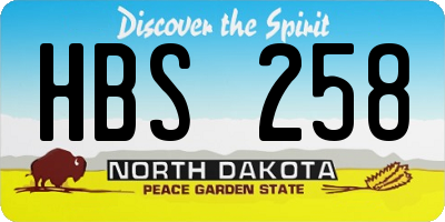 ND license plate HBS258