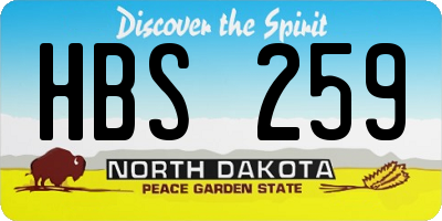 ND license plate HBS259