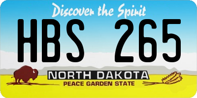 ND license plate HBS265