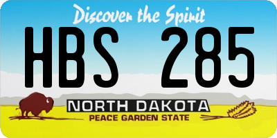 ND license plate HBS285