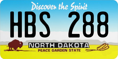 ND license plate HBS288