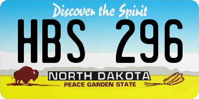 ND license plate HBS296