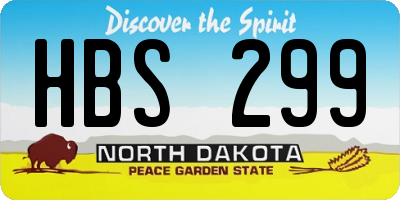 ND license plate HBS299