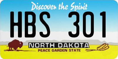ND license plate HBS301
