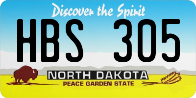 ND license plate HBS305