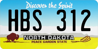 ND license plate HBS312