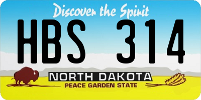 ND license plate HBS314