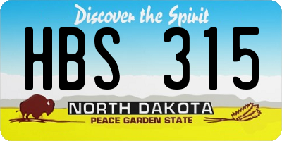 ND license plate HBS315