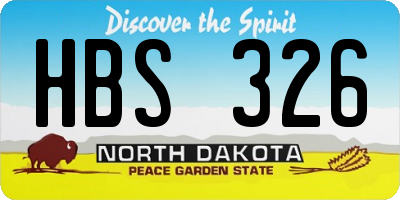 ND license plate HBS326