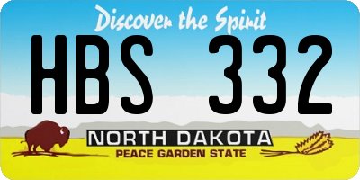 ND license plate HBS332