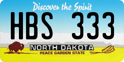 ND license plate HBS333