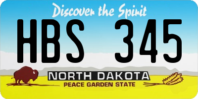 ND license plate HBS345