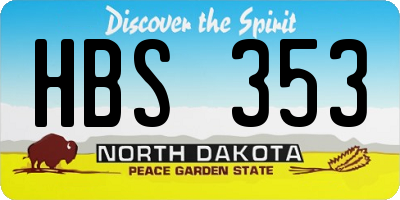 ND license plate HBS353