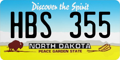ND license plate HBS355